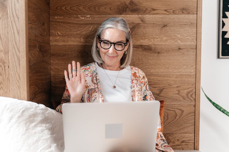 Elderly Woman Making Video Call