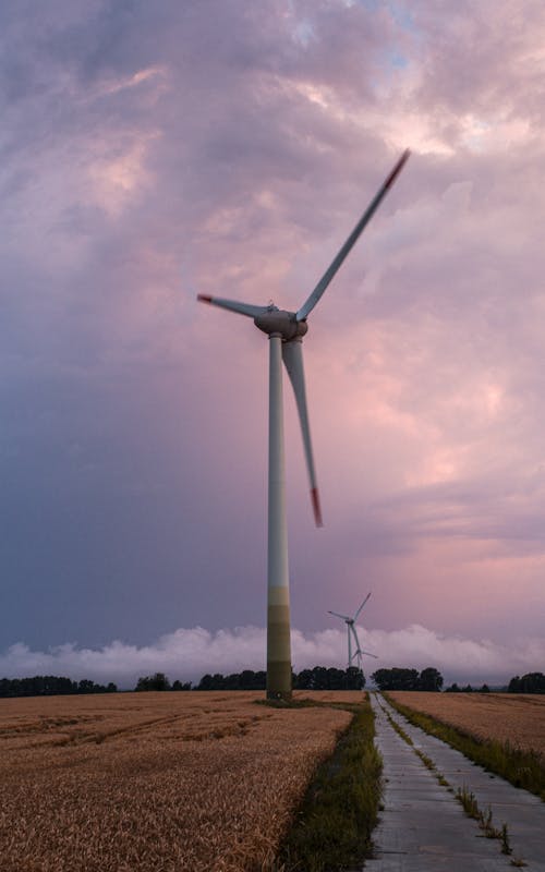 White Wind Turbine in the Rural Area