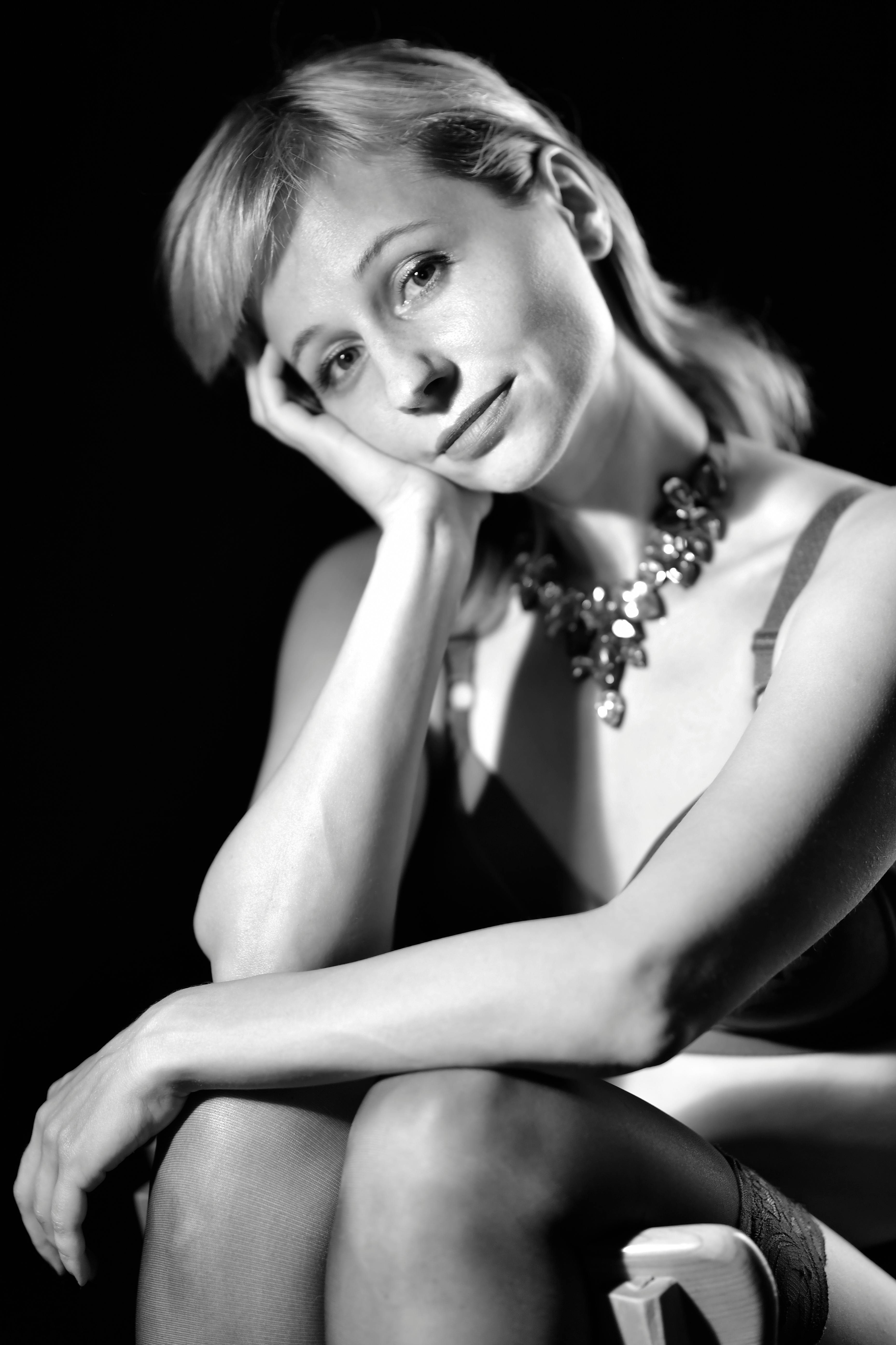 Black and White Photo of a Woman Wearing a Lingerie · Free Stock Photo