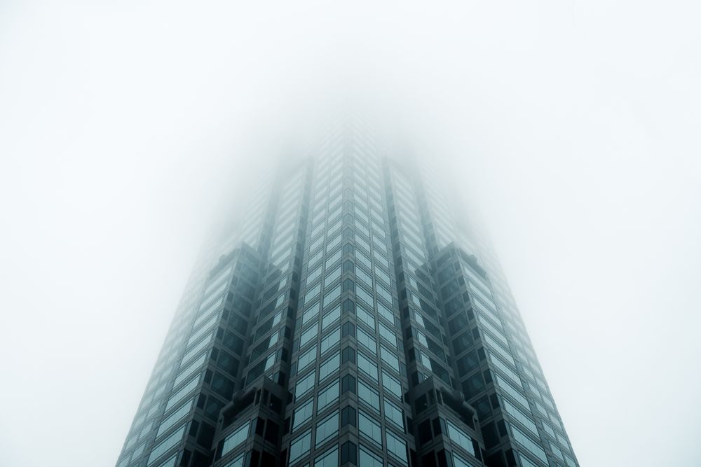Looking straight up Peachtree Street