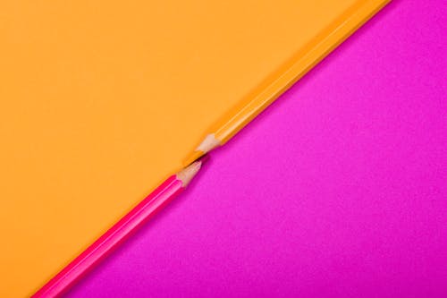 노란색, 분홍색, 색연필의 무료 스톡 사진