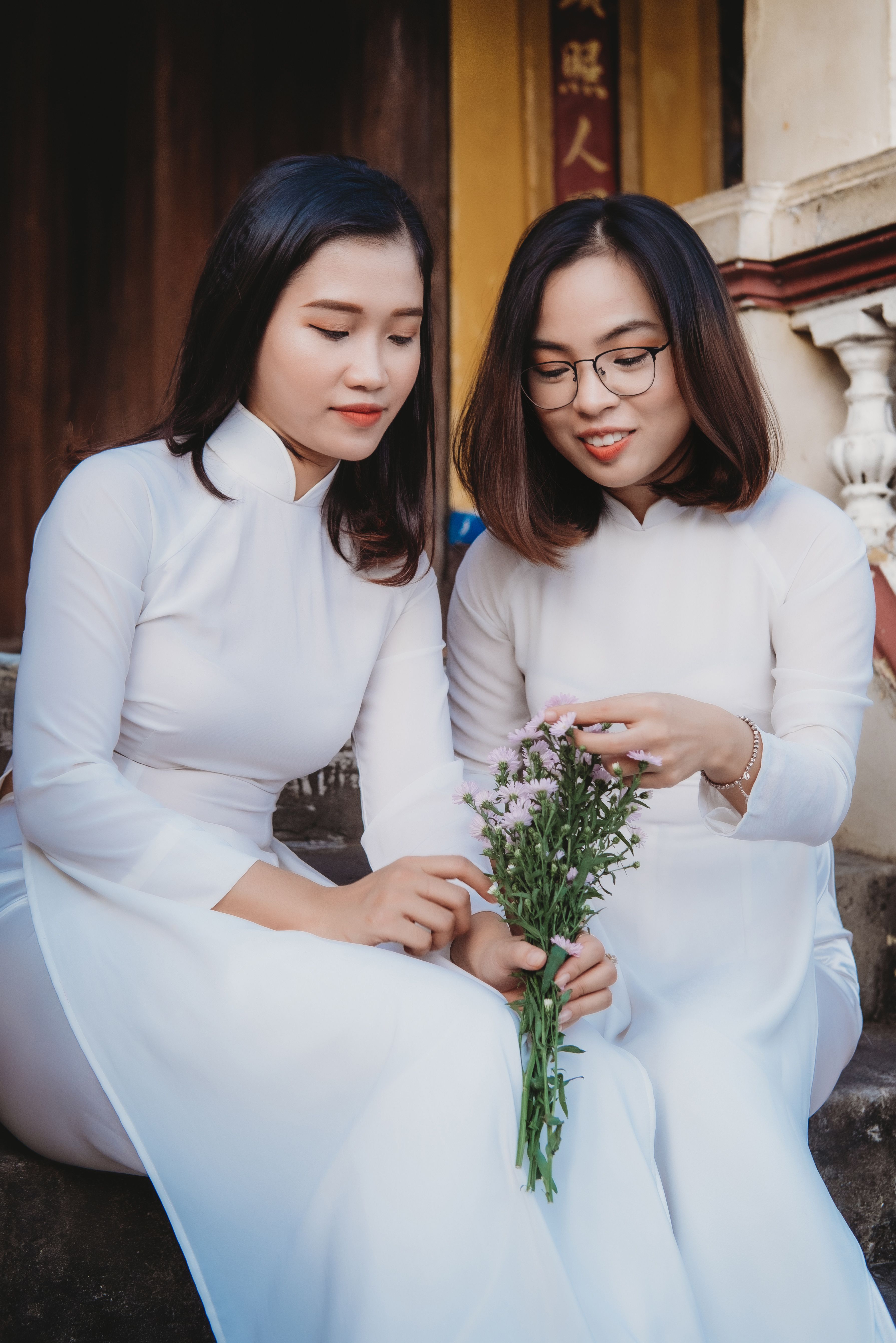 Two Beautiful Girls Wearing White Dresses · Free Stock Photo