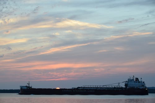 Free stock photo of beautiful sunset, freighter