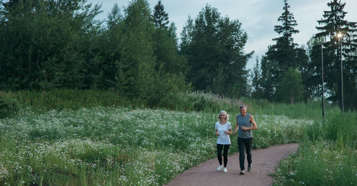 Man and Woman Running on Pathway Between Green Grass Field · Free Stock ...