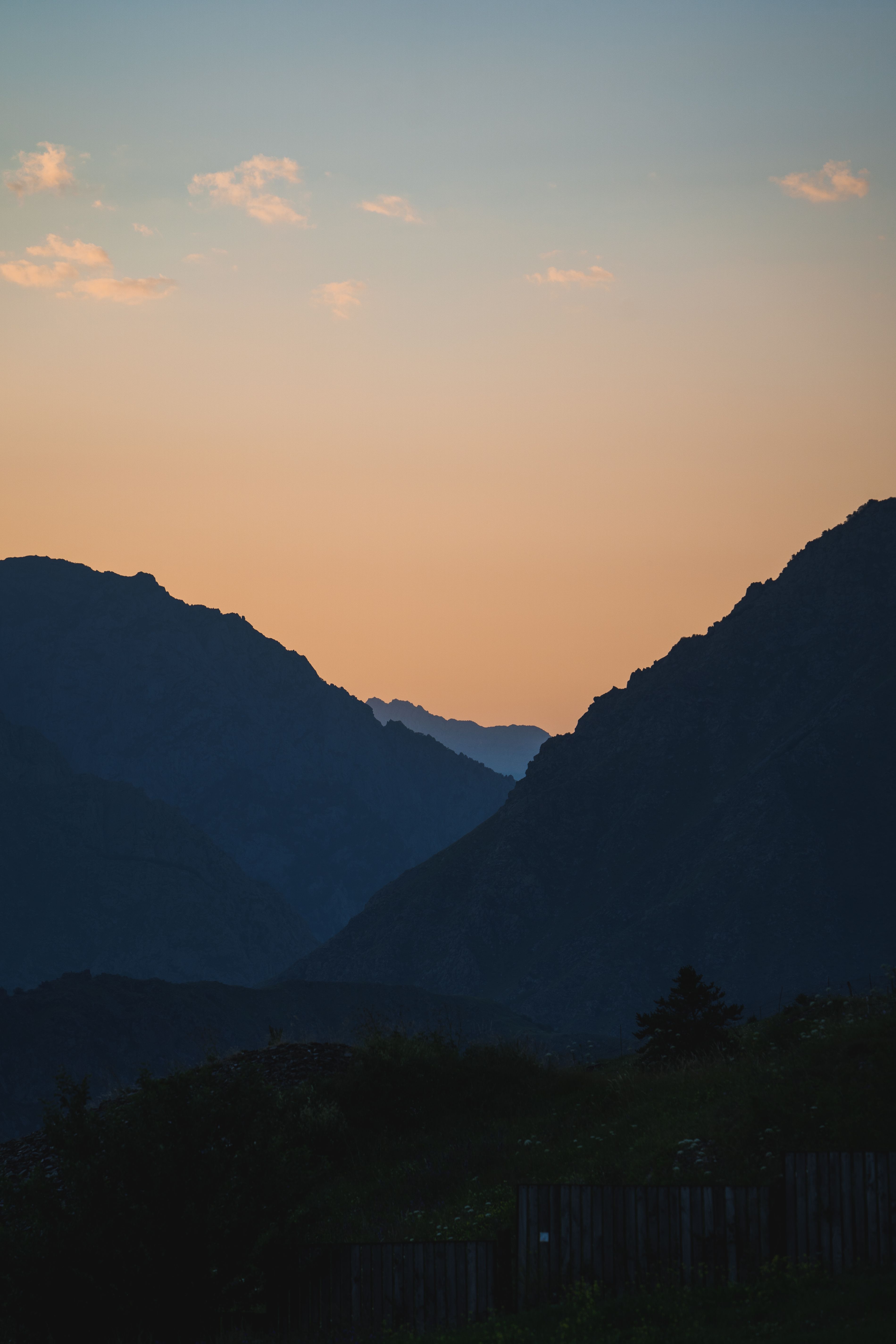Silhouette of Mountains during Sunset · Free Stock Photo
