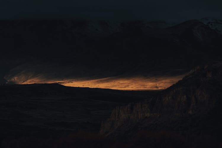 Light In Mountain Landscape At Night