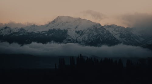 Snow Covered Mountain at Dusk
