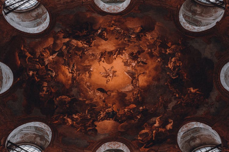 A Church Ceiling With Religious Painting