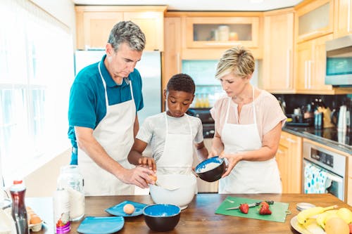 Free A Family Baking in the Kitchen Stock Photo