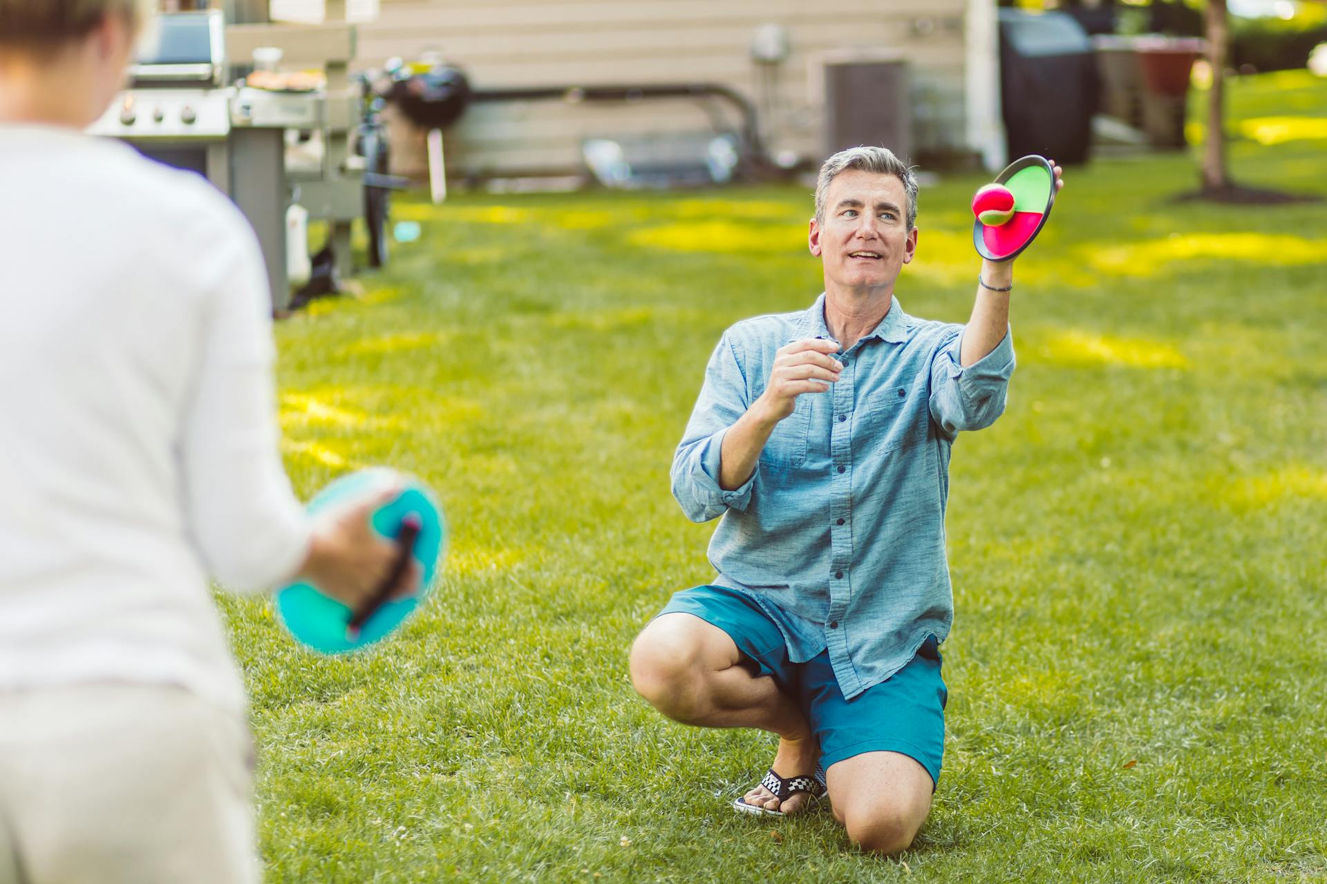 Man playing Velcro Ball Game