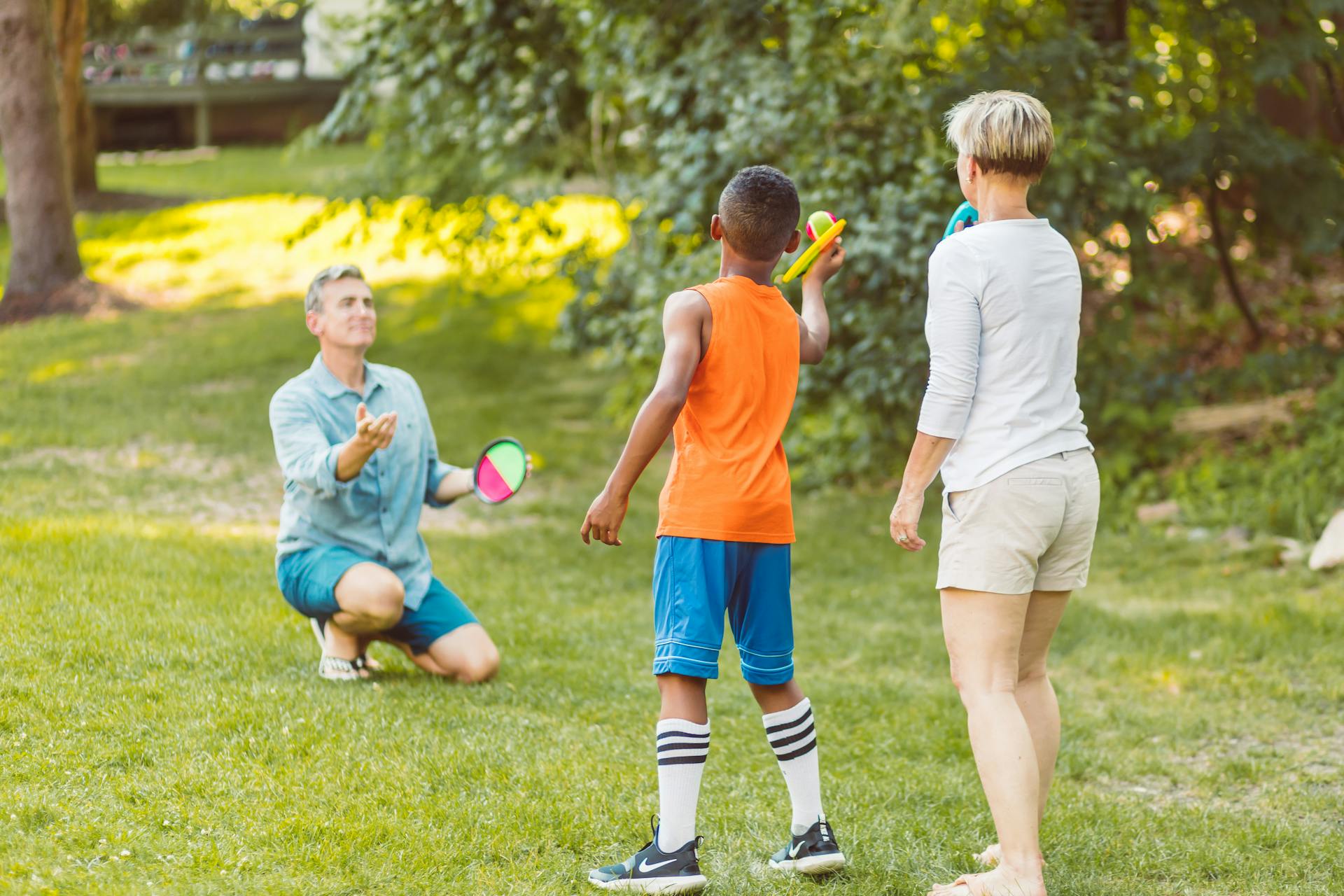 Family playing Velcro Ball Game