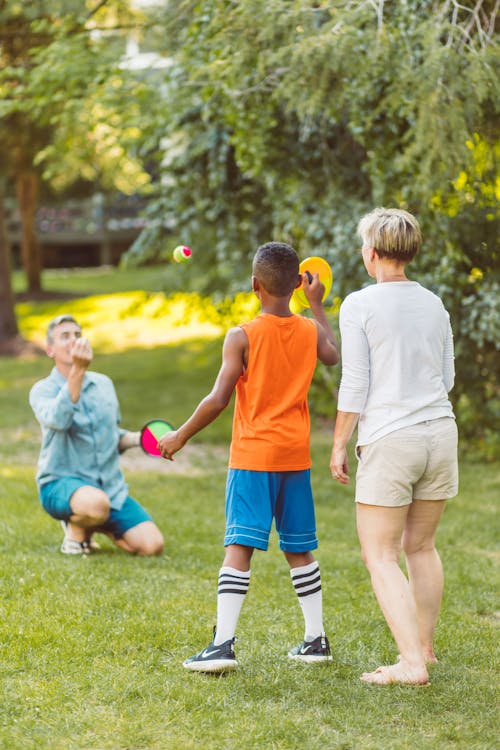 A Family Playing Outside