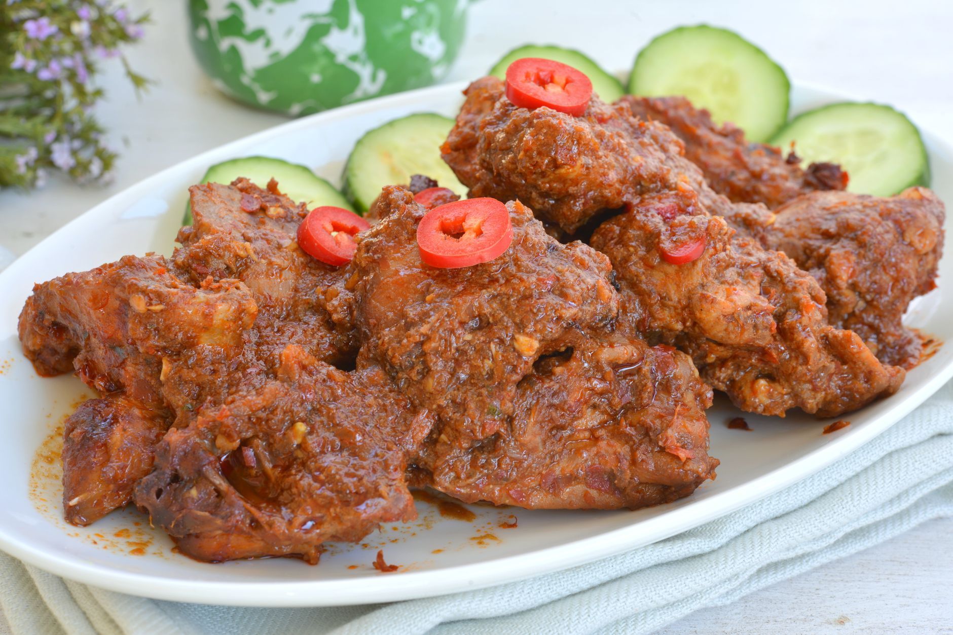 Spicy grilled chicken plate with rice