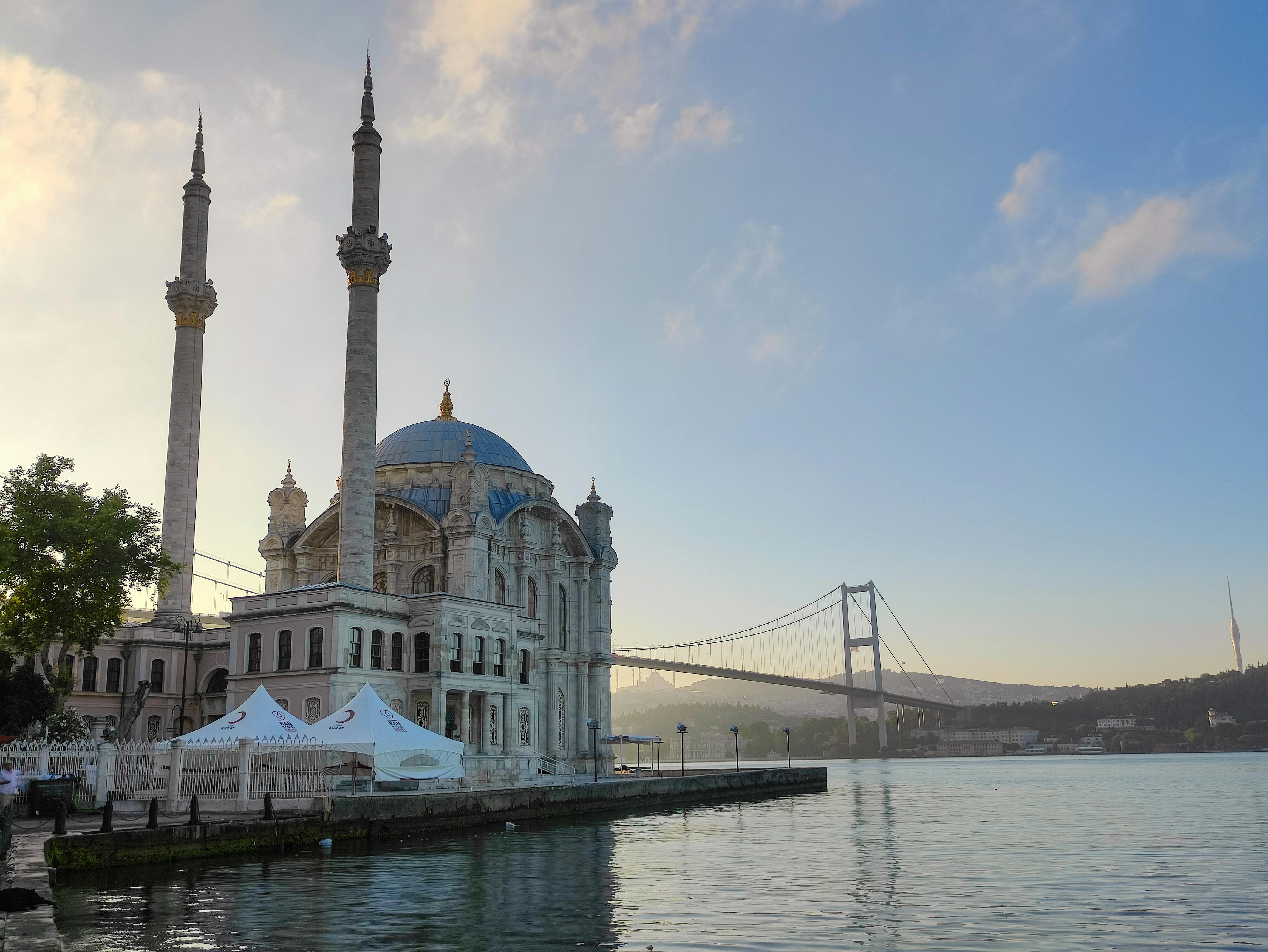 The Ortakoy Mosque on the Shoreline of Bosphorus Strait in Istanbul, Turkey