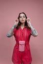 Woman in Pink Romper