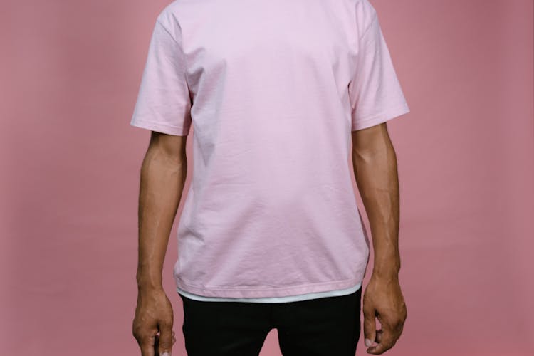 Man In Pink Shirt Standing 