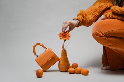 Brown Ceramic Mug With Brown Knit Gloves