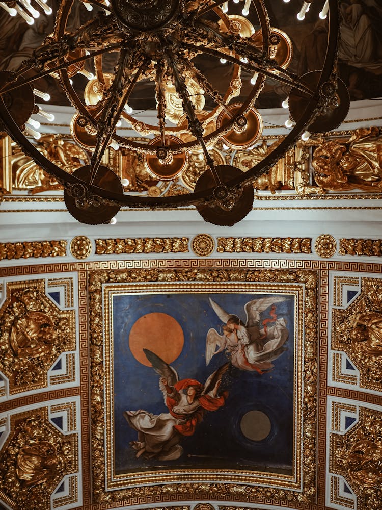 Icons And Golden Decor Inside Church