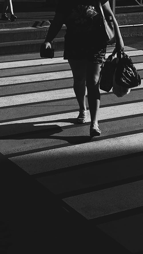 Free Person Walking on Pedestrian Lane Stock Photo