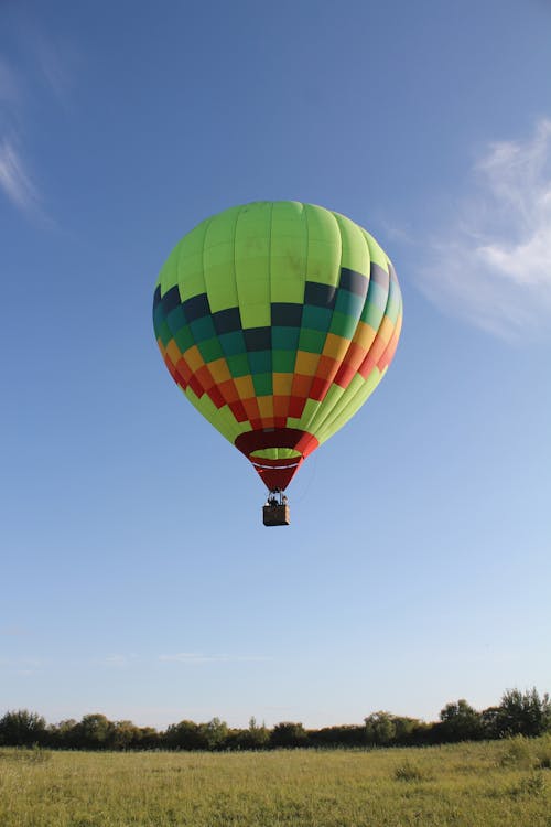 A Colorful Hot Air Balloon Flying in the Air