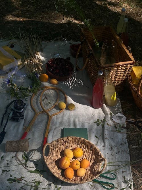 Fotobanka s bezplatnými fotkami na tému deka, kôš, ovocie