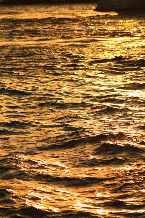 Sunlit Sea Waves at Sunset