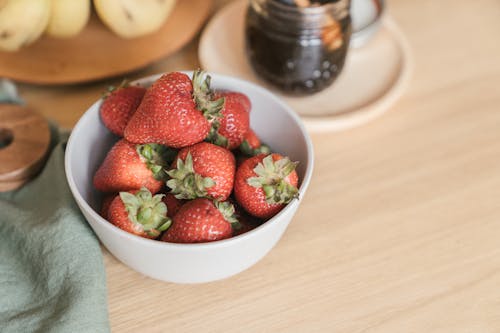 Strawberries in a Ceramic Bowl