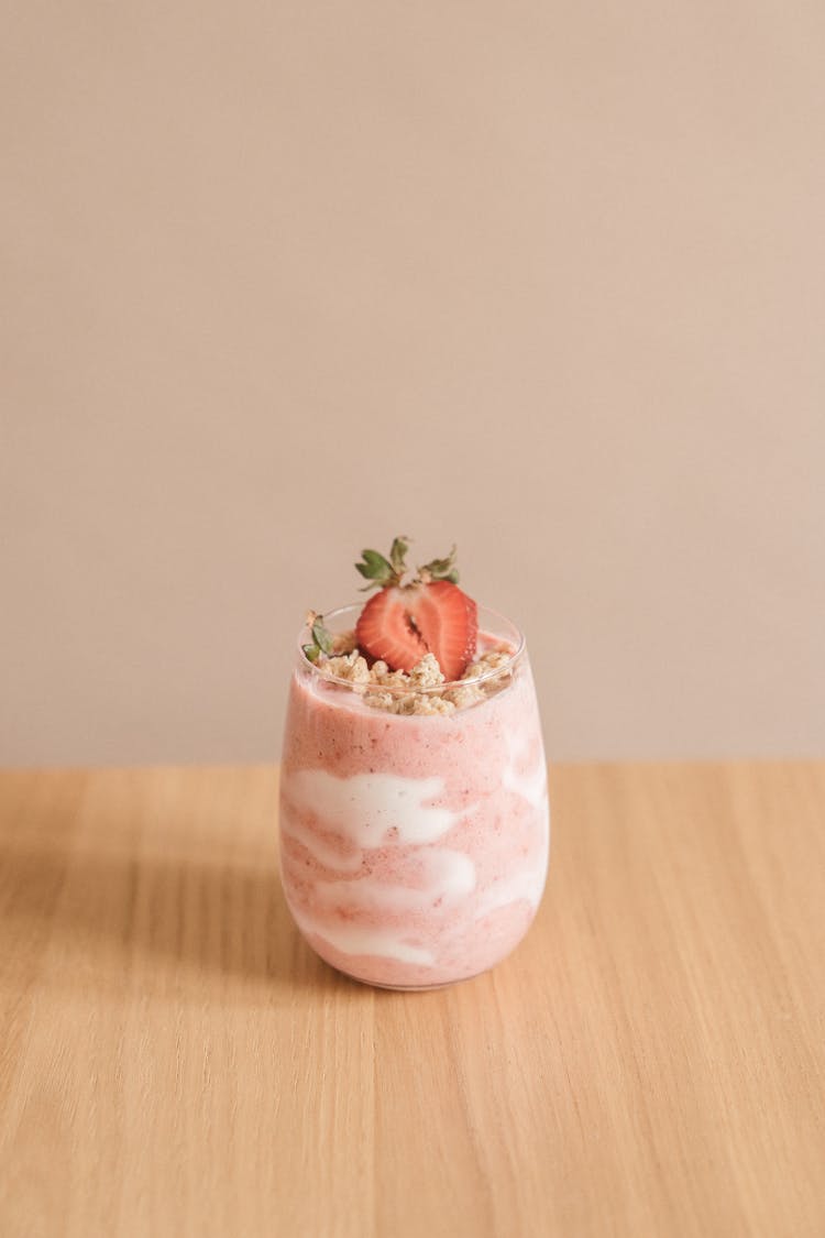 A Delicious Strawberry Smoothie In A Glass