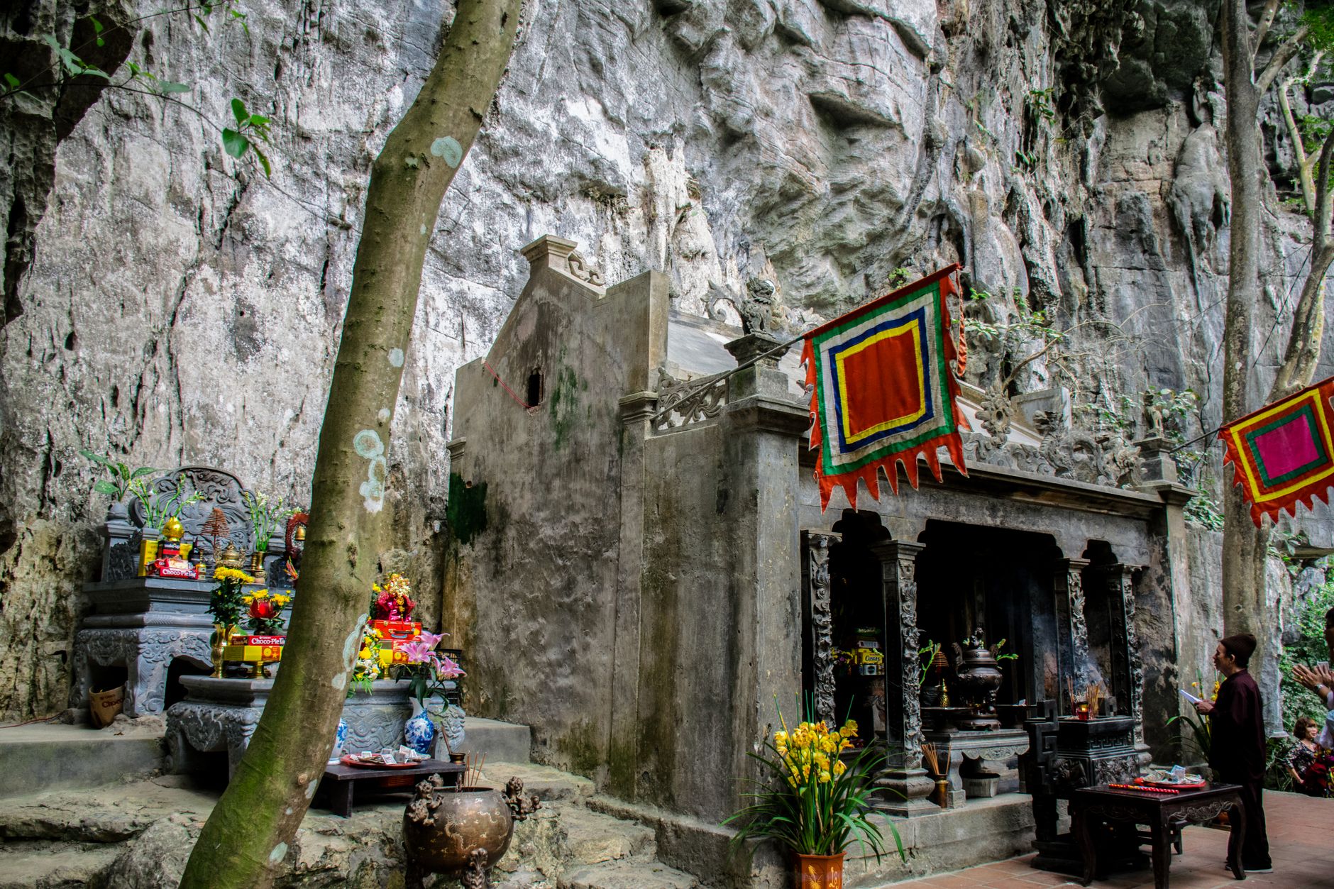 Discover the mystical beauty of a Buddhist cave temple nestled in Vietnam's natural rock formations.