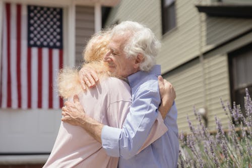 Free Affectionate Elderly Couple hugging each other  Stock Photo