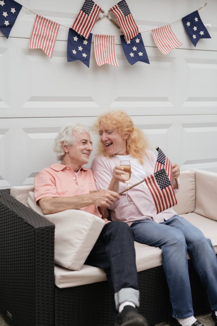 Elderly Couple Celebrating The 4th Of July 