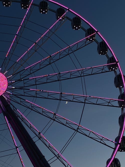 Photo of a Ferris Wheel with Pink Neon Lights