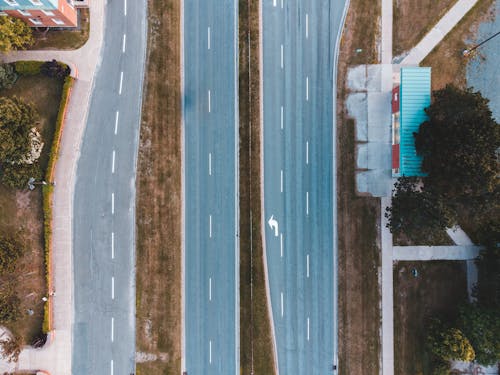 Free Aerial View of Highway Roads Stock Photo