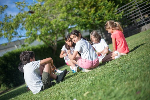 Children Sitting on the Grass