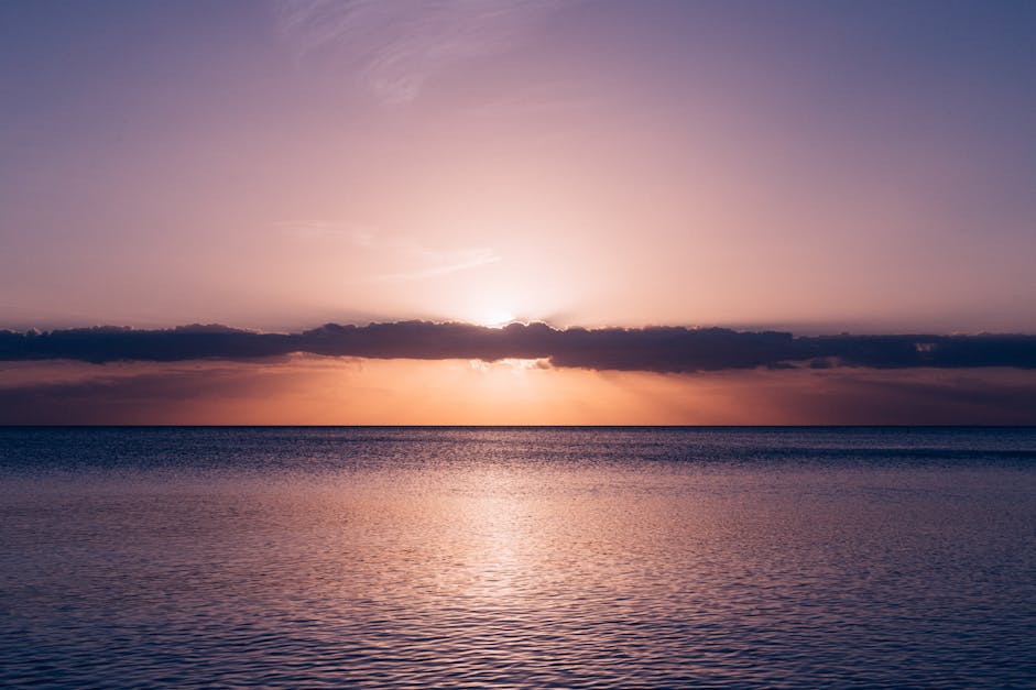 Calm Sea Under Blue Sky during Sunset · Free Stock Photo - 1200 x 627 jpeg 63kB