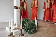 Red and Gold Colored Cross and Cross