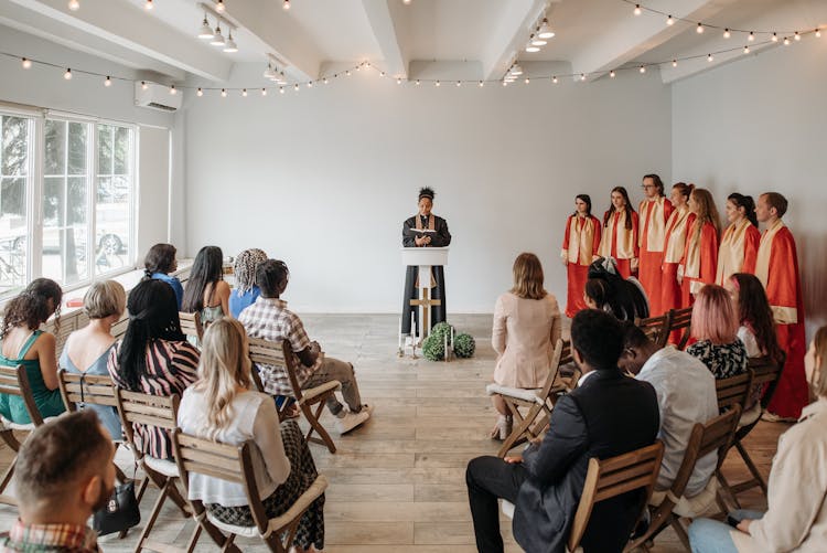 Congregation Listening To Sermon