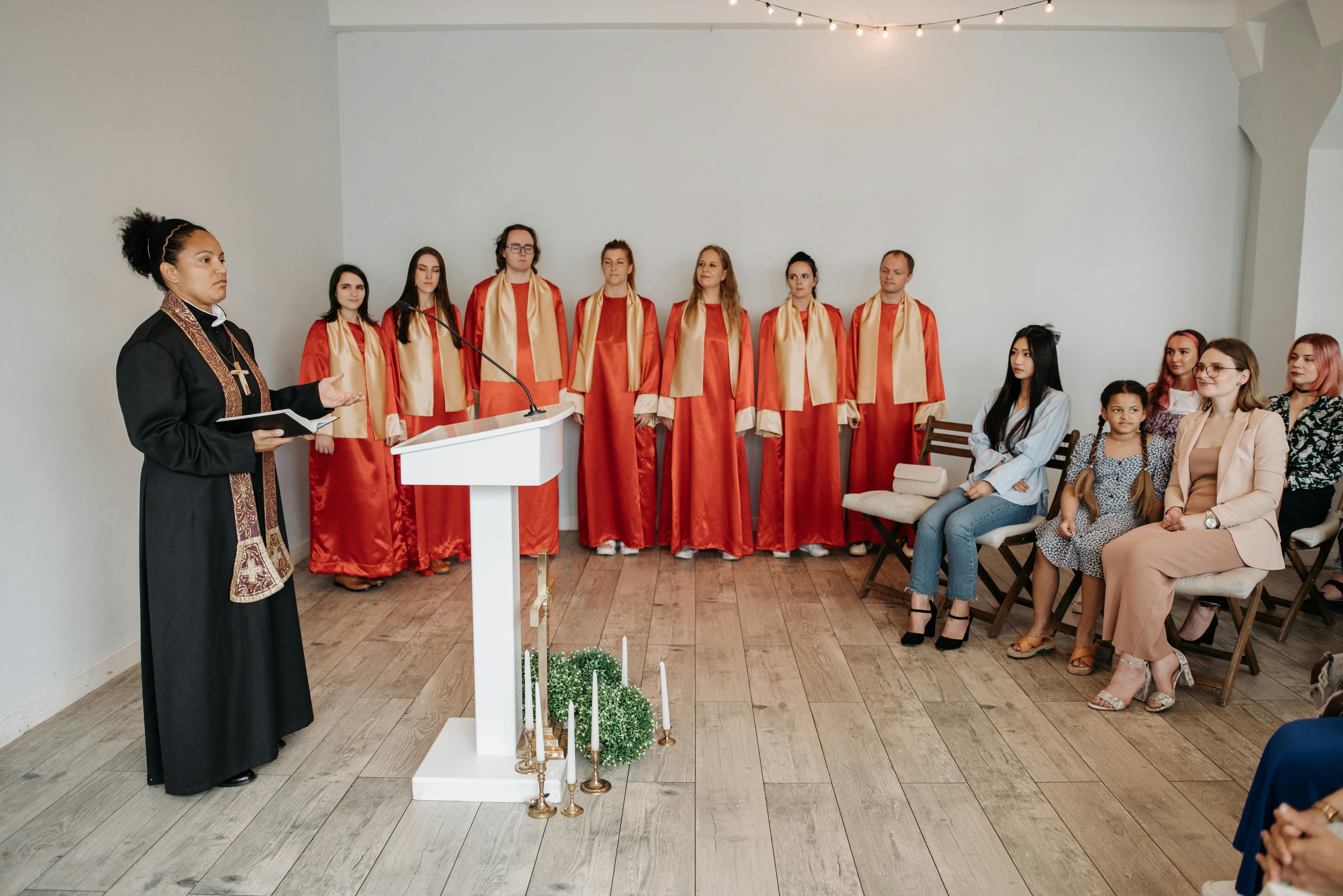 a people praying in the church