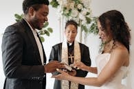 A Bride and Groom Wearing their Wedding Rings