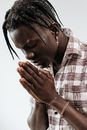 Man with Eyes Closed While Praying