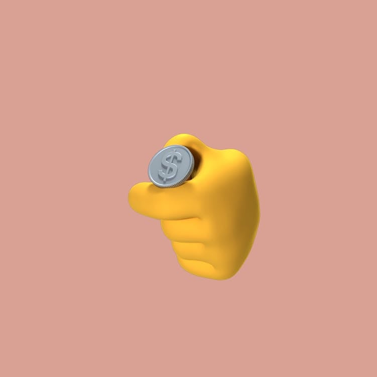 Hand Emoji Holding A Coin