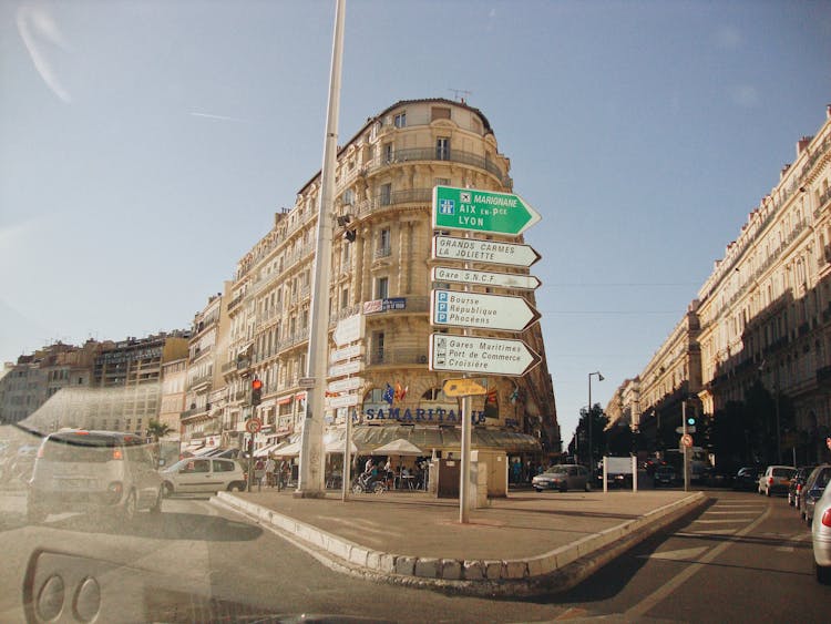 Destination Signs On Old City Street