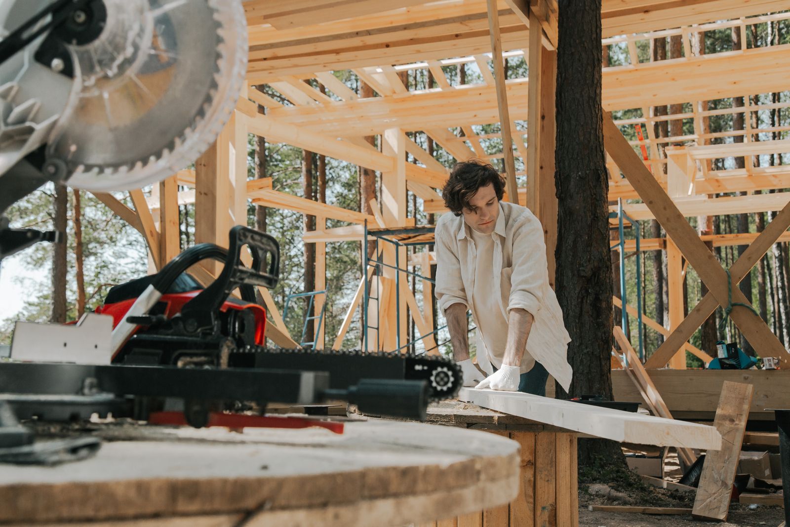 Australian tradie working with tools on a construction site