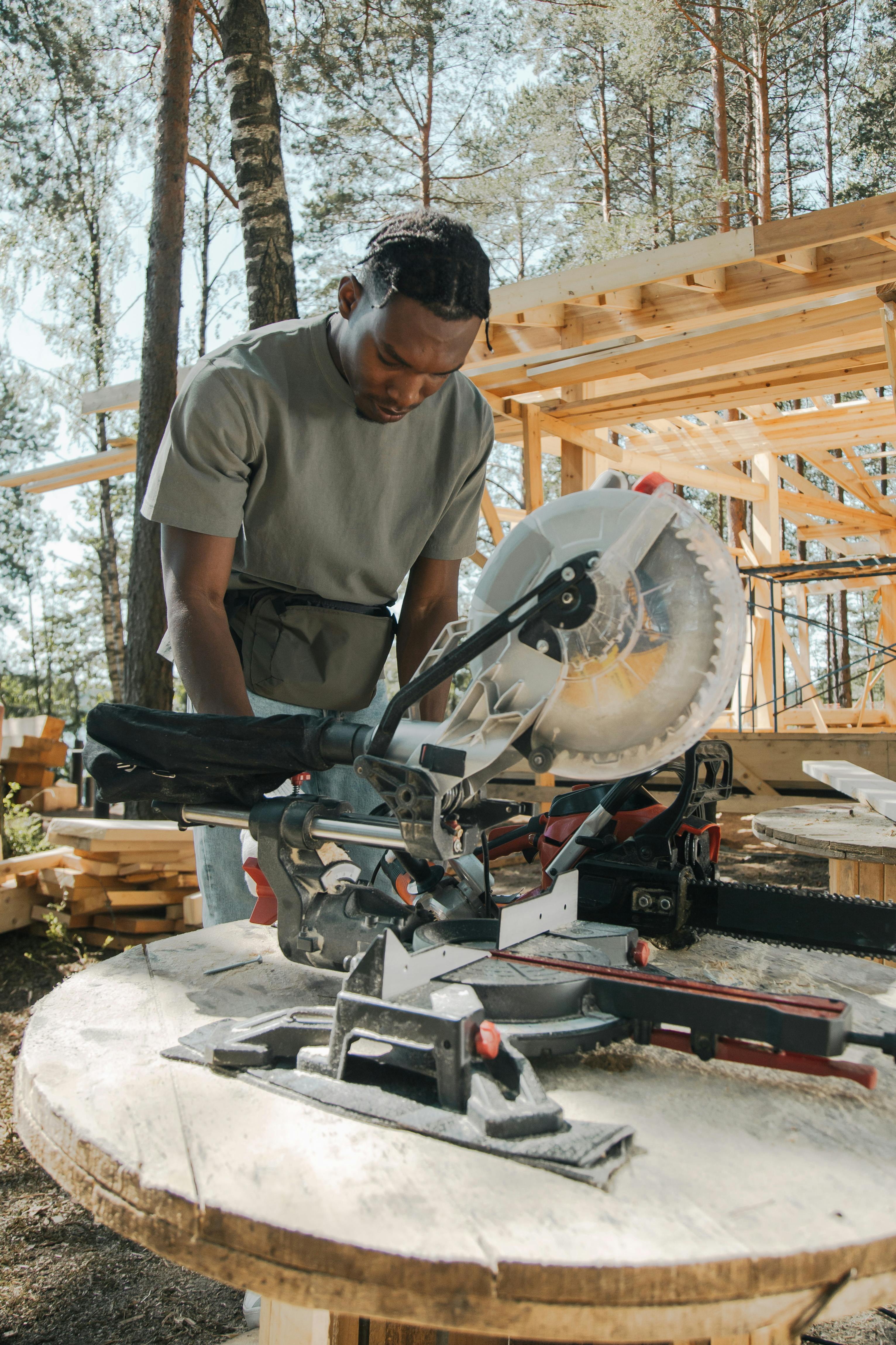 man using a circular saw