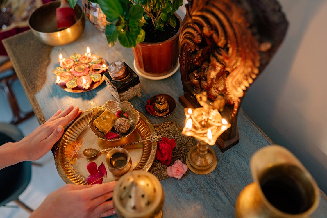 Foto stok gratis altar, diwali, lilin yang menyala