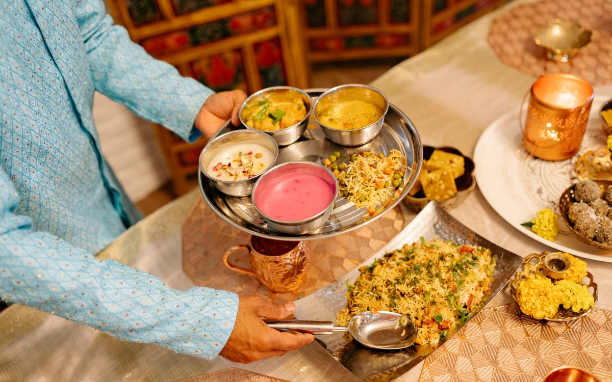 Traditional Indian thali served at a restaurant