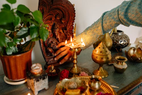 Altar with Ganesha Figurine