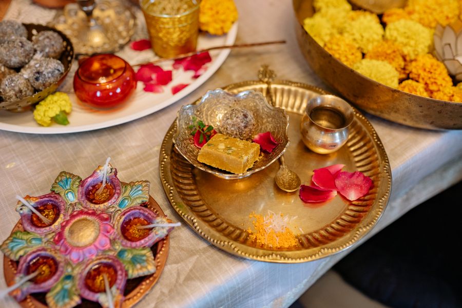 kalakand on a brass plate