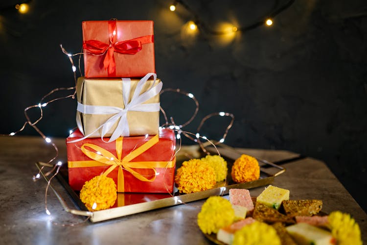 Stacked Gifts On A Tray