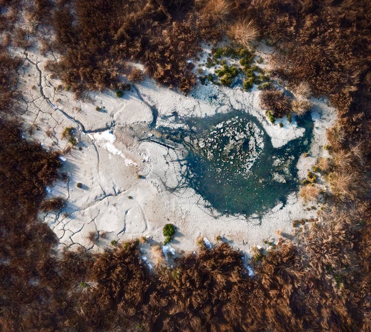 Hole In Ice On Pond